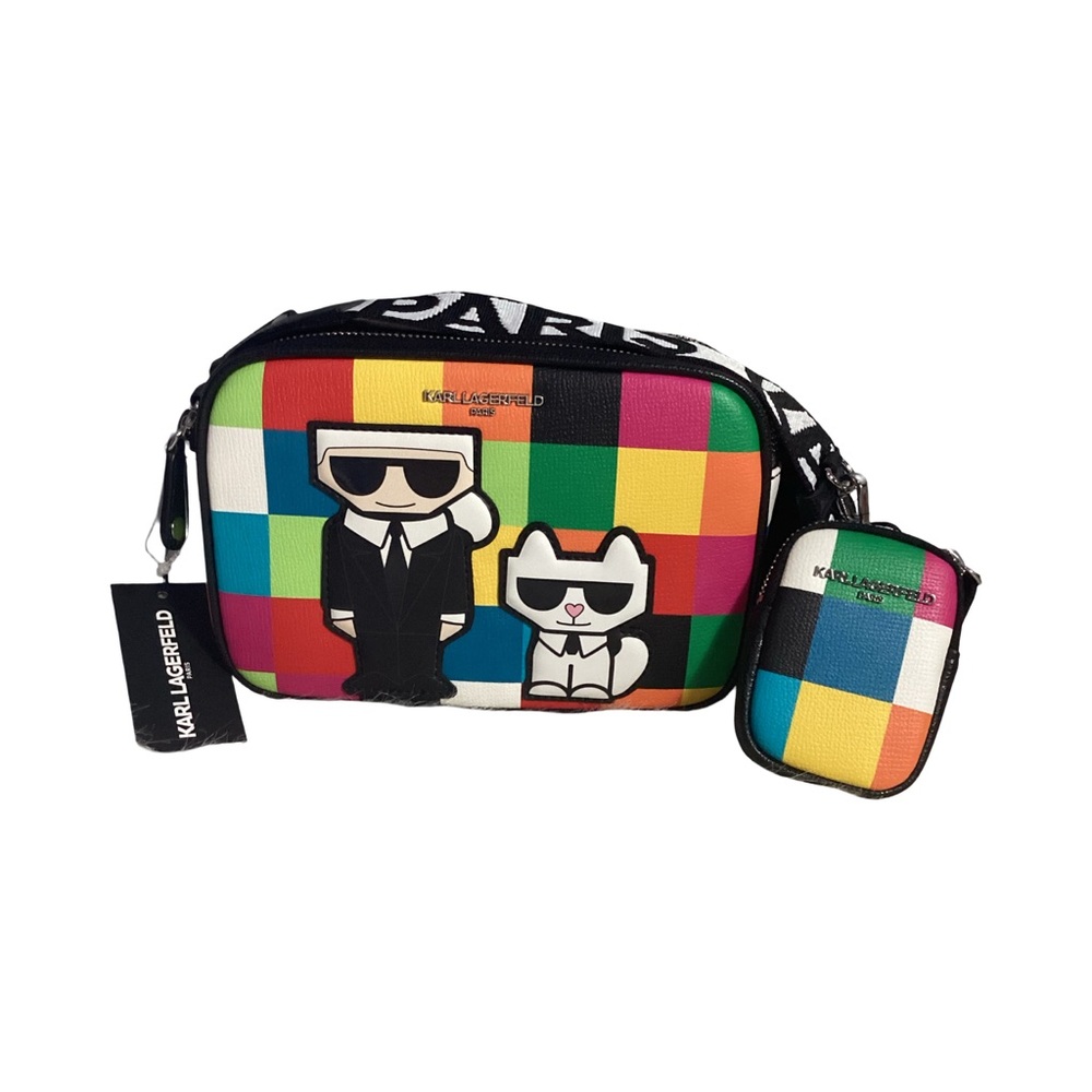 Karl Lagerfeld Paris Maybelle Choup Cat Colorblock Camera Crossbody Bag NWT